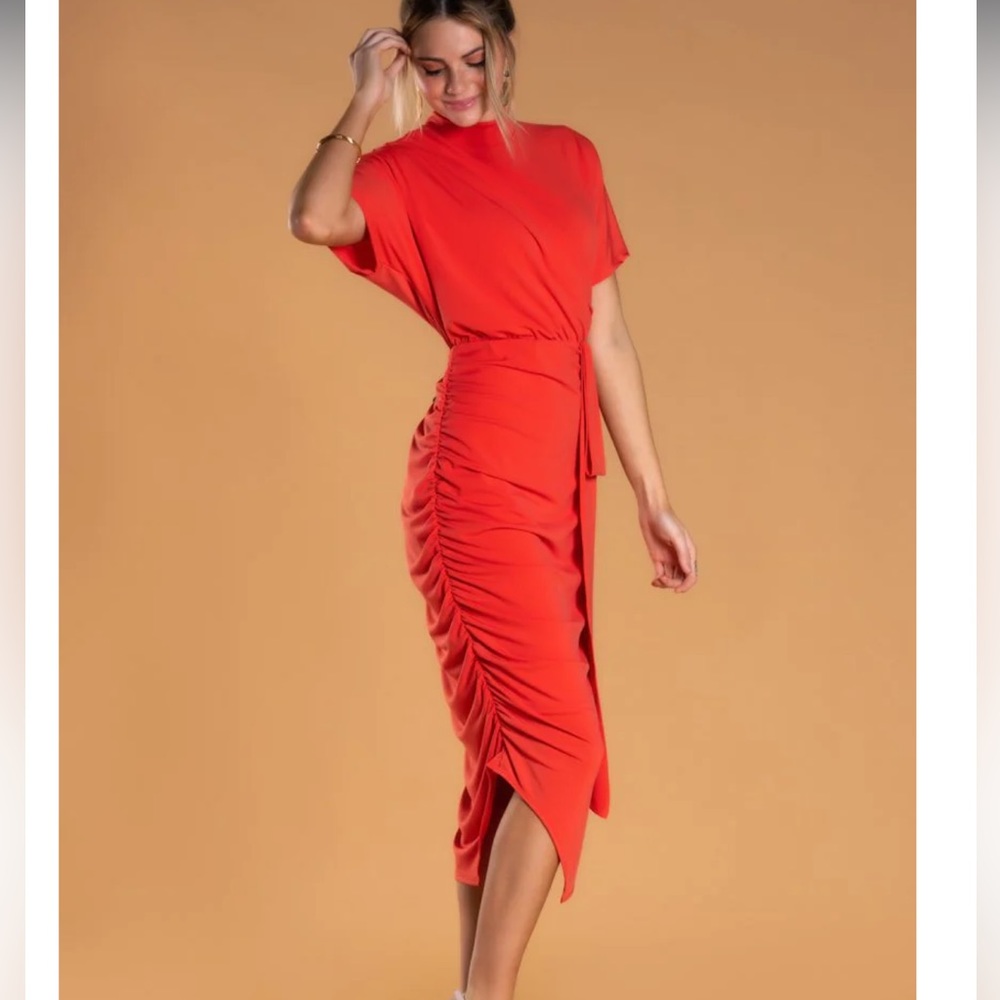 Brigitte Briana Cleo dress in Living Coral NWT